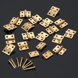 100Pcs Mini Hinges Folding Butt Hinges Cabinet Drawer Butt Hinges Connectors with Brass Tack for Wooden Box Jewelry Chest Box Cabinet DIY Accessories