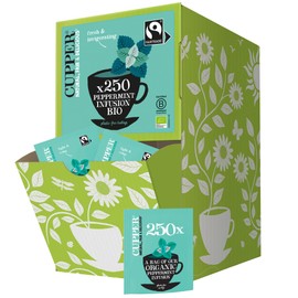 Cupper Organic Peppermint Tea | Mint Tea | Herbal Tea | Mint | 250 Unbleached Tea Bags | Big Pack | Perfect for the Office | Environmentally Friendly | Fair Trade