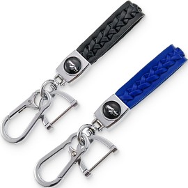 ZEPIQOR 2pcs Key Fob for Car Motorcycle Key Fob Leather Braided Lanyard D Ring Key Ring Replacement Accessories for Car, multicoloured