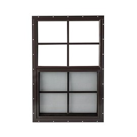 Shed Window 18x27 - Vertical Slider with Built-in Bug Screen (Brown)