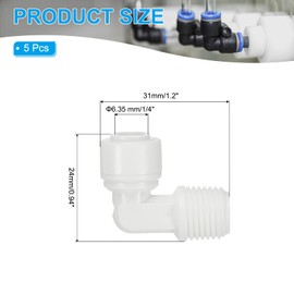 PATIKIL Water Purifier Elbow Connector 1/4" NPT Female x 1/4" OD Tube, 5 Pcs Quick Push to Connect Tube Fittings for RO/DI Reverse Osmosis Water Filter Purifier Plumbing System, White