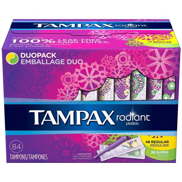 Tampax 29936 Radiant Tampons Regular Super (84 Count)