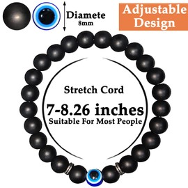 ocpcrn Evil Eye Bracelet Gifts for Women Men,Natural Stone Mal De Ojo Bracelets Jewelry,Blue Evil Eye Bracelets for Protection(Black Obsidian)