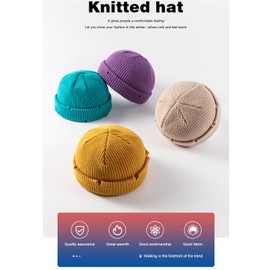 Opreng Unisex Warm Knit Skull Cap Hip-hop Slouchy Ripped Knitted Hat (Black)