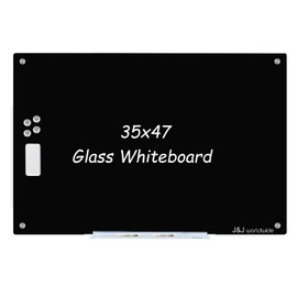 Magnetic Whiteboard, Pink Dry Erase Board 3' x 2', Tempered Glass White Board Frameless, Home School Supplies or Home Office Decor with Magnets, Markers, Eraser, Marker Tray