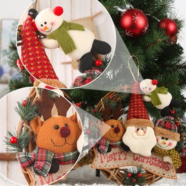 Mellifluous Christmas Doll Wreath,Elk Santa Snowman Plush Doll Hanging,Snowman Hanging Pendant Tree,Rattan Door Wreath Ring Hanging,Wall Hall Christmas Tree Decoration