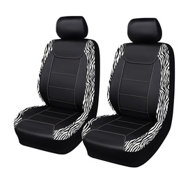 Flying Banner car seat Covers Protects Zebra Printing Faux Leather Carbon Fiber Front Pair Carbon Fibre