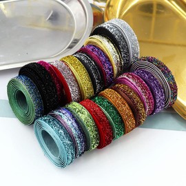 Blausky Bow Ribbon, Glitter Webbing, Glitter Ribbon, Fabric Ribbons for Crafts, Rainbow Ribbon, Colour Gradient Glitter Ribbon for Wedding, Birthday, Christmas Gift Packaging, Blue Purple, 38 mm x 10