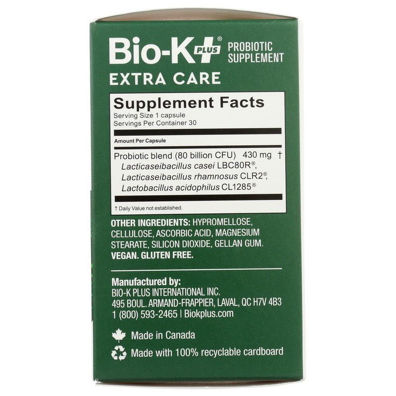 Bio-K + Extra Care Probiotic Supplement Capsules for Adult Men