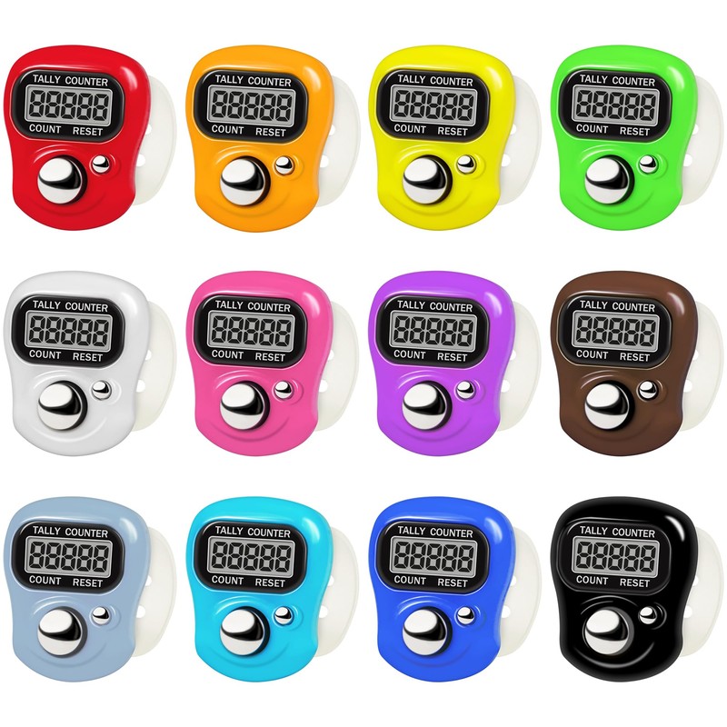RINVEE 12PACK Electronic Finger Clicker Counter 5-Digit LCD Hand Tally