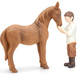 Horse Stuff Cowboys Gifts Christmas - Cowboy Embraces Horse Figurine Gifts for Horse Lovers Sculpted Hand-Painted Resin Horse Decor Cowboys Gifts Equestrian Gifts Horse Memorial Gift Horse Gifts