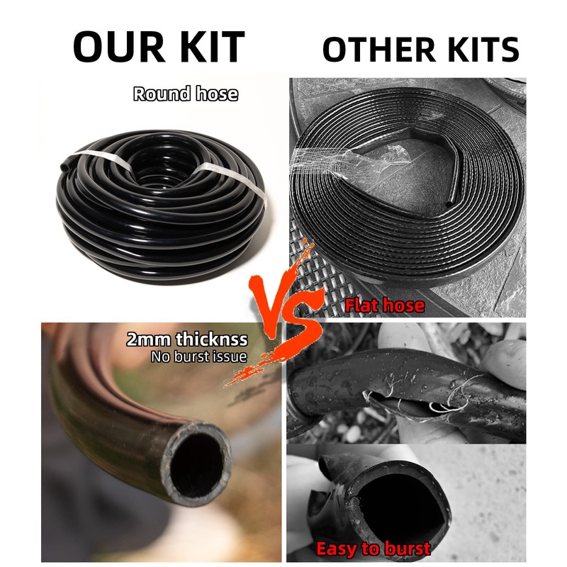 Drip Irrigation System Kit with 33Ft 1/2 Inch Tubing, 200Ft