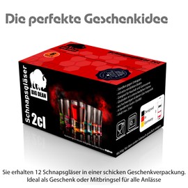 BigDean Pack of 12 Coloured Shot Glasses 2cl in Gift Box - Robust Shot Glasses Dishwasher Safe - in Gastro Quality