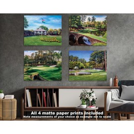 Amen Corner Augusta National Golf Club, White Dogwood, Golden Bell, Azalea, Masters tournament, (4) Four matte paper prints from oil paintings ((4) Four 8x10in Prints)