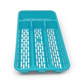 plastific Large CUTLERY TRAY Utensils Spoon Fork Holder Flatware Organiser for Kitchen Organiser Strong Plastic Drawer Sliding Tidy (33 x 17.5 x 4.3 slim, Turquoise)