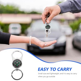 NOLITOY Compass & Keychain Set of 3, Retro, Zinc Alloy, Luminous, Compass, Carabiner, Camping, Mountain Climbing, Disaster Preparedness Goods, Small Gift