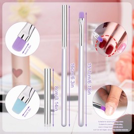 2pcs Nail Clean up Brushes, Painting Brushes for Nails with Round & Flat Head Pen Painting Tools for Nail Design & Remover Polish Mistake Cleaning