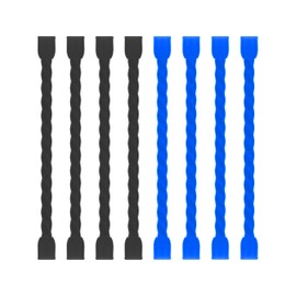 Dreamxiang 8pcs 3Inch Silicone Cable Ties Reusable Steel-Core Silicone Twist Cable Tie Straps for Bundling and Organizing Colorful Bendable Holder Strap for Indoor and Out All Purpose (Black,Blue)
