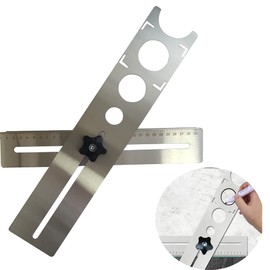 Ceramic Tile Hole Locator, Stainless Steel Universal Punching Tool for Wall Receptacle Outlet, Faucets and Water Heater Pipes, Measuring Range 300mm Hole Size: 25mm, 40mm, 45mm, 55mm