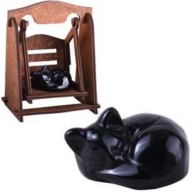 Meditation Crystal Black Obsidian Sleeping Cat on Wooden Swing, Crystals and Healing Stones, Natural Crystals Guide for Beginners, Collection, Meditation, Yoga
