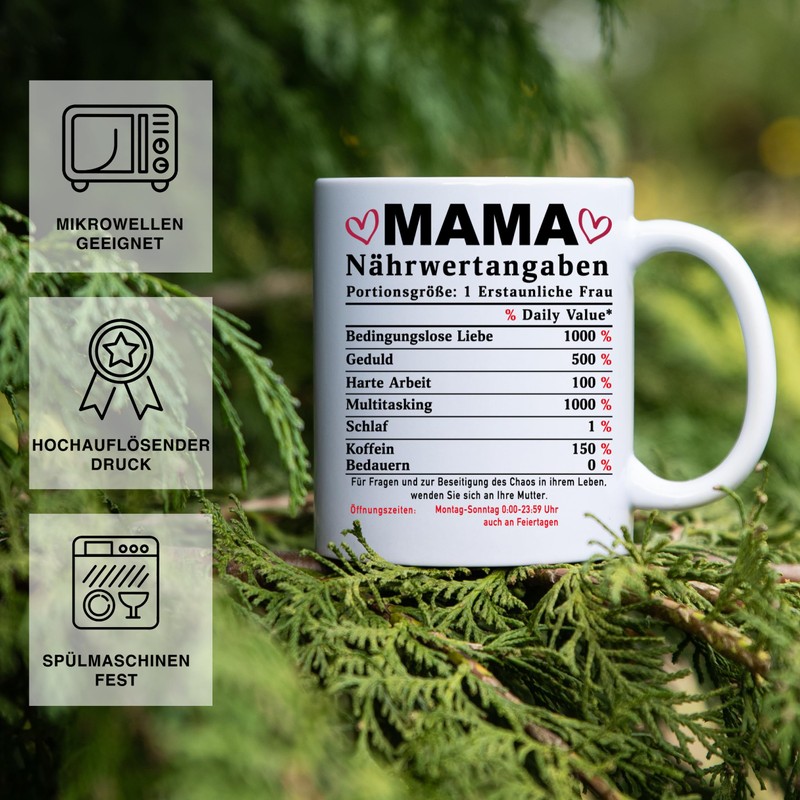 Mama Tasse Beste Mama geschenk Nährwertangaben zum Geburtstag Geburtstagsgeschenk mama