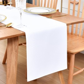 Farmhouse White Table Runner Dining Table Runners 60 Inches Long Coffee Table Runner for Dresser Living Room Bedroom Holiday Party Banquet 12X60 Inch