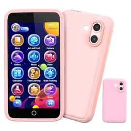 Kids Smart Toy Phone, Dual Camera with Stickers, 3.97" Touchscreen Learning Toy with 210+ Games, 190+ Drawing Activities, 8GB Kids Cell Phone, for Ages 3-12 (Pink )