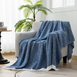 LURKA Fine Knit Throw Blanket - Super Soft Breathable Lightweight Blanket for Couch Bed Sofa (Riverside Blue, Throw(50"x 60"))