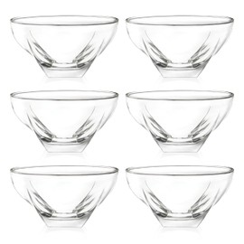 Barski Glass Bowl - For Dessert - Salad - Pasta - Fruit - Nuts - Chocolate - Set of 6 Bowls - Designed - 5.2" Diameter - Made in Europe