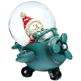 SIKORA SK07 Small Glass Decorative Snow Globe Snowman in Aeroplane Diameter 45 mm Snow Globes: Snowman on the Plane