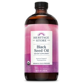 HERITAGE STORE HERITAGE STORE Black Seed Oil, Organic, Cold Pressed, Nigella Sativa Supplement with Thymoquinone, Omega 3 6 9, Antioxidant, Immune and Joint Support, Vegan, 16oz