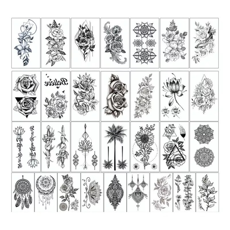 MINI BOXX 60 Tatuajes Tattoo Temporales Falso Letras Flor Brazo
