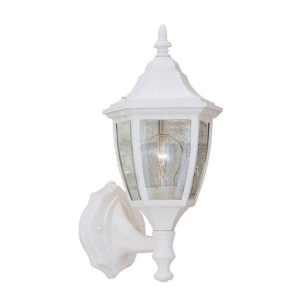 Designers Fountain 2462-WH Builder Cast Aluminum Collection 1-Light Exterior Wall Lantern, White Finish with Clear Beveled Glass