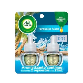 Air Wick Aromatizante de Ambiente Continuo, Turquoise Oasis, 2 Repuestos de 20 ml c/u