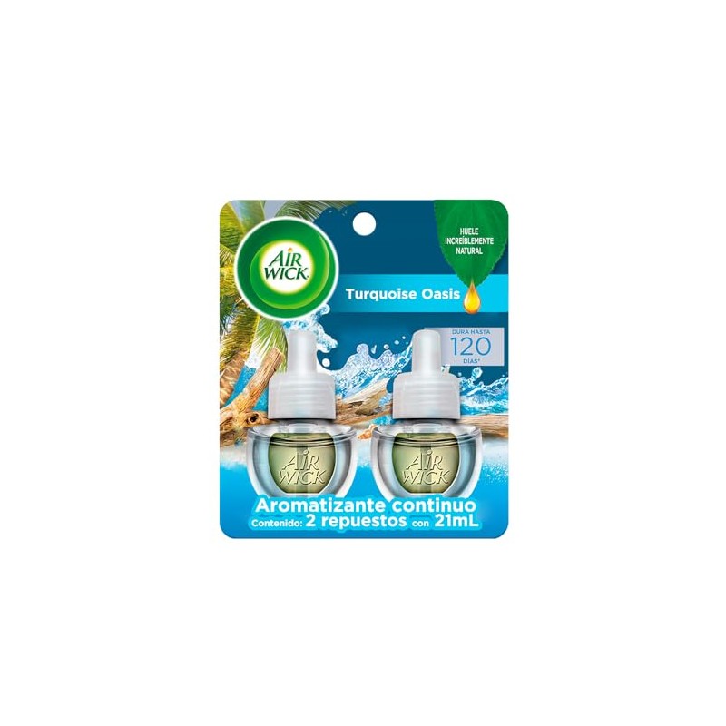 Air Wick Aromatizante de Ambiente Continuo, Turquoise Oasis, 2 Repuestos