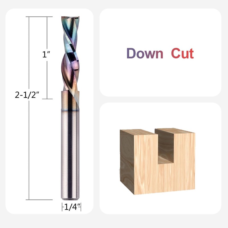 SpeTool 1/4 Inch Shank DownCut Spiral Router Bit with TAC