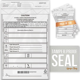 TAGAD Opaque Bank Deposit Bags Plastic with Bank Slips 9 x12 inches, Money Deposit Bag, Tamper Proof Bags 100 pcs Temper Evident Register Bag for Cheques