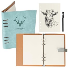 A5 Cuaderno de Hojas Sueltas de 6 anillas,con BolíGrafo,con 100 hojas de papel en blanco,7 x 9 pulgadas(Portada),Cuaderno profesional para...         