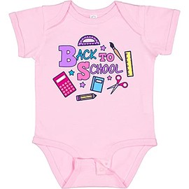inktastic Back To School with School Supplies Baby Bodysuit 6 Months 0080 Pink 31253