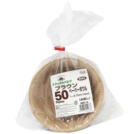 Paperware NBB-15 Paper Bowl, 5.9 inches (15 cm), 50 Pieces, Brown, Paper Plates, Made in Japan, Eco-Friendly, Made in Japan, Made in Japan, Disposable, Raw Pulp
