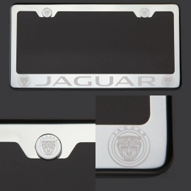 KA Polish Mirror Stainless Steel New Jaguar Laser Etched License Plate Frame Screw