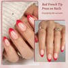RUISPEED 32 Stück Press On Nails French Tip Rot Weiß,