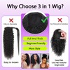 20" Kinky Curly Half Wig 210% Density Synthetic Half Wig