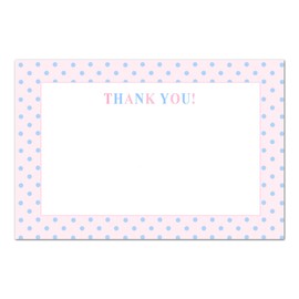 30 Blank Thank You Cards Blue Pink Polka Dots Unisex Baby Shower or Baby Sprinkle Girl Boy + 30 White Envelopes