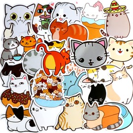 magi gift 50 Pieces Cute Cartoon Cat Stickers for Decoration, Waterproof Kawaii Stickers for Kids, Girls, Vinyl Decals Animal Stickers for Laptop Water Bottles, Skateboard, Luggage, Scrapbook