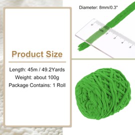 sourcing map Chenille Chunky Yarn, 100g/3.5oz Plush Bulky Thick Fluffy Yarn for Crochet, Soft Velvet Blanket for Sweater Hand Knitting Crocheting (Green, 45 M/49 Yards)