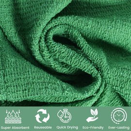 TOALLA Terry Bar Mop Towels Green Value Pack of 60, Size 14"x17" Absorbent and Durable, Multipurpose, Cotton Cleaning Rags, Kitchen and Restaurant Towels, Reusable Shop Rags