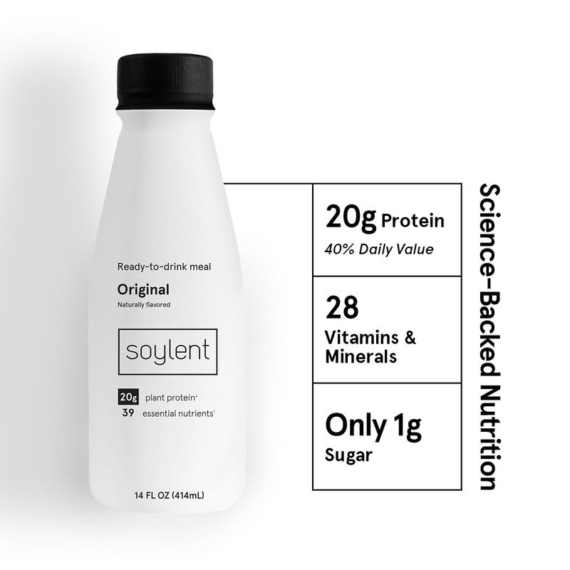 Soylent Complete Meal Replacement Shake, Original, 20g complete protein, 28