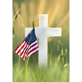 America Forever Remember their Sacrifice, Honor the Heroes Garden Flag, Memorial Day 4th of July Patriotic, USA Religious Holy Cross, 12.5" x 18", Inspirational Seasonal Yard Outdoor Decorative Flag