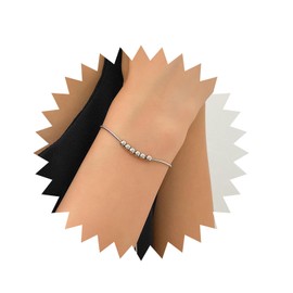 Allereya Boho Tiny Bead Bracelet Snake Chain Bracelet Silver Beaded Ball Bracelet Minimal Beads Bracelets Bead Bangle Bracelet Adjustable Bead Hand Chain Bracelet Jewelry for Women